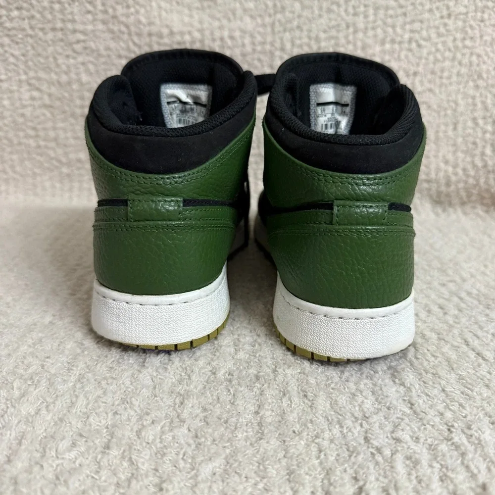 Nike Air Jordan‎ 1 Mid Olive Canvas Black Green Sneakers Shoes 6Y
